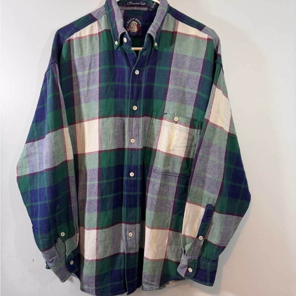 Men's‎ Salty Dog Plaid Button-Down Shirt Size Medium